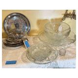 Lot - Large Bowl and Tray, Small Bowl and Tray, and Silver Serving Set