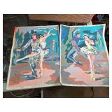 Lot - (2) 1953 Vintage Paint By Numbers