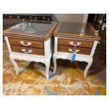 Lot - (2) Wooden End Tables with Glass tops