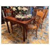 Lot - Wood Dining Table with Four Chairs