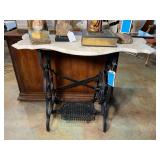 Antique Cast Iron Sewing Machine with Marble Top