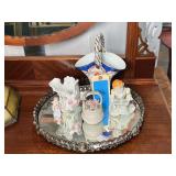 Lot - Antique Porcelain Items with Tray