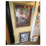 Lot - (2) Framed Floral and Outdoor Scene Prints
