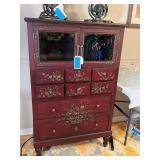 Painted Wood Storage Cabinet with Glass Door