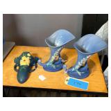 Lot - (2) Roseville Cornucopias and Wall Pocket