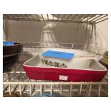 Lot - Pyrex Red and White Casserole Baking Dishes