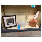 Lot -Asian Bell Display, Punch Bowl with Cups, and Wooden Box