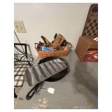 Lot - Assorted Basket of Kitchen Utensils, Cookie Cutters & Cornbread Pan