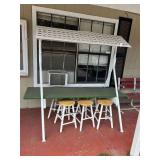 Covered Table with Bar Stools