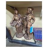 Lot - (2) Pair of Bronze Tone Folk Art Sculptures