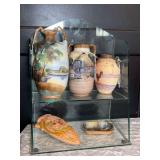 Lot - Original Vintage Nippon Hand Painted Vases & Antique Wall Pocket