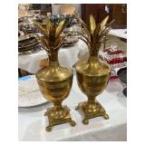 Lot - (2) Solid Brass Pineapple Urns