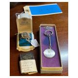 Lot - Sterling Masonic Ring, Key Chain, and Buckle
