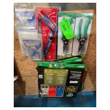 Lot - Scotts Pruners, Cleaning Wipes, Nail Gun Hangers