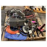 Pallet of Misc heater components/cords/ceiling light and electrical box