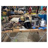 Table top ONLY: Welders Masks/Various clamps, pressure gauges, and welding supplies
