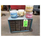 Assortment of Solder/Seal Connectors and (2) Smal metal cabinets with contents