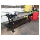 6 ft Metal Work Table with Wilton Vise & 6 in Bench Grinder