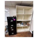 White Wood Shelf / Fire King 4-drawer Fire cabinet