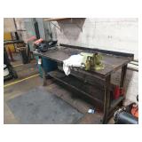 6 ft Metal table with 6-in Bench Grinder and Wilton Vise