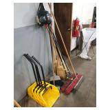 Lot of Brooms with dust pans