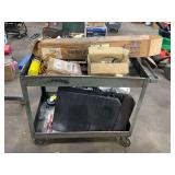 Metal Cart with all contents:  Paint, stainless steel stockpot, misc