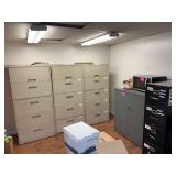 (3) 5-drawer file cabinets, (1) 4-drawer file cabinet, (1) 2-door file cabinet - NO CONTENTS