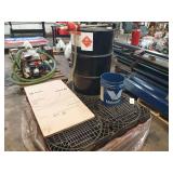 Safety Set up for storing (4) 55 gal drums.  Comes with 91) 55 gal drum of windshield washer concentrate (has been opened)