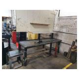 Work Bench with pegboard, Shop-made stool, hand pump and cylinder