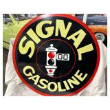 Porcelain steel "Signal Gasoline" sign, 42", double sided, 41lbs