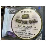 Metal double sided flange sign - Pure Olive Oil Pharmacy