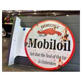 Metal double sided flange sign - Mobiloil