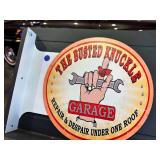 Metal double sided flange sign - Busted Knuckle Garage