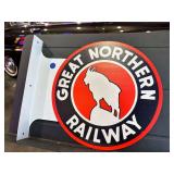 Metal double sided flange sign - Great Northern RR