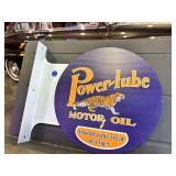 Metal double sided flange sign - Power Lube