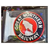 Metal double sided flange sign - Great Northern RR