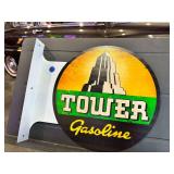 Metal double sided flange sign - Tower Gasoline
