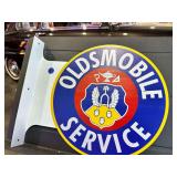Metal double sided flange sign - Oldsmobile