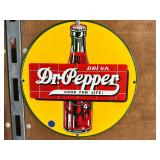 Porcelain steel "Dr Pepper".  12"