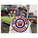 Porcelain steel "Red Crown Gas" sign, double sided, 41lbs