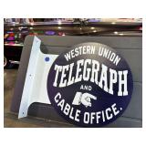 Metal double sided flange sign - Western Union