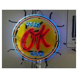 NEON "OK Used Cars" sign, 24"