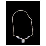 Antique Sterling Silver Lapis Lazuli Necklace - Marked BB