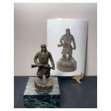 E. Heikka Bronze Statue on Marble Base