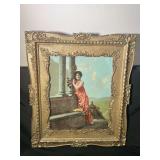 Framed Antique Electro-Grain Gavure "Absence Makes the Heart Grow Fonder"