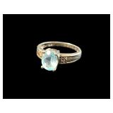 Sterling Silver Aquamarine Ring - Size 7