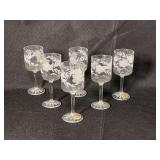 Lot - (6) Vintage 30% Lead Etched Crystal Miniature Port Wine Glasses made in U.S.S.R.