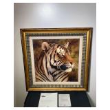 Signed and Framed Canvas Tiger Portrait by Andrew Bone Giclee with Certificate of Authenticity and Appraisal