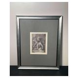 Framed Antique 16th Century Etching "Angel Lifting Man" by Raphael Sadelar