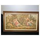 Framed Antique French Aubusson Tapestry
